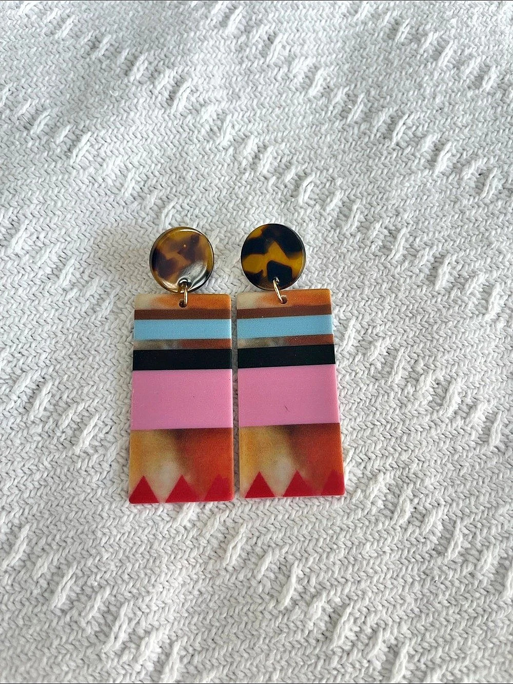 Geometric Statement Earrings Pink & Red